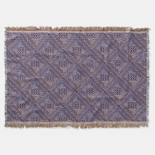 Silver Purple Square Shapes Celtic Knots Pattern Throw Blanket
