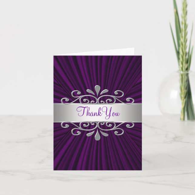 Silver Purple Velvet Purple Thank You Cards (Front)