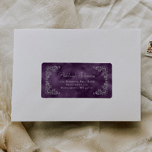Silver Purple Wedding RSVP Return Address Label
