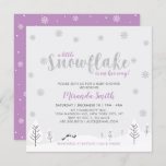 Silver & Purple Winter Wonderland Girl Baby Shower Invitation<br><div class="desc">Celebrate a special day for your loved one with this cute winter wonderland invitation! This design features silver glitter snowflakes with a cute wording " A little snowflake is on her way". Perfect invitation for winter theme baby shower or baby sprinkle.</div>