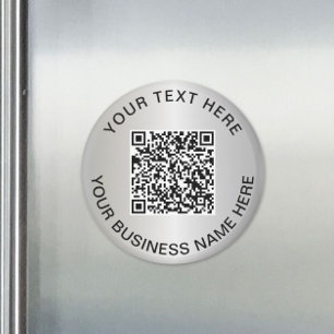 Silver QR Code Business Promo Magnet