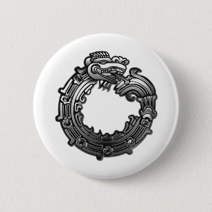 Silver Quetzalcoatl 2 Inch Round Button