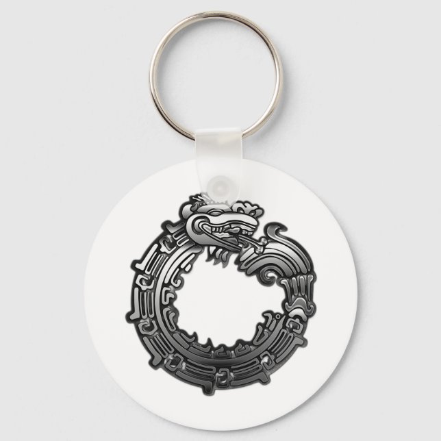 Silver Quetzalcoatl Keychain (Front)