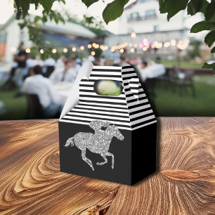 Silver Racehorse Black White Stripes Favor Box