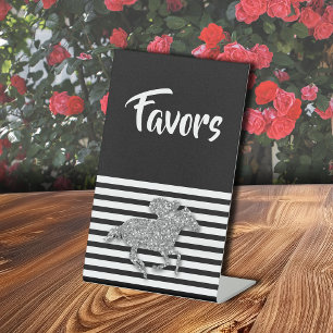 Silver Racehorse Bridal Shower Favours Pedestal Sign