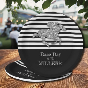 Silver Racehorse Derby Paper Plate