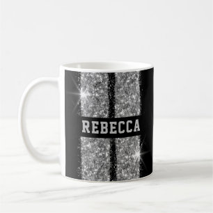 Silver Racing Stripe Personalized Name Coffee Mug