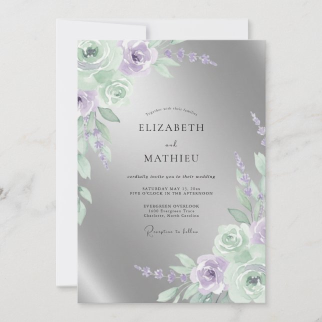 Silver Radiant Formal Wedding Invitation (Front)