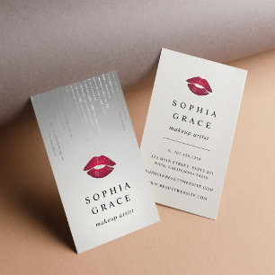 Silver Rain Makeup Artist Lips Business Card
