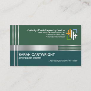 Silver Re-bar Concrete Column Civil Engineer Business Card