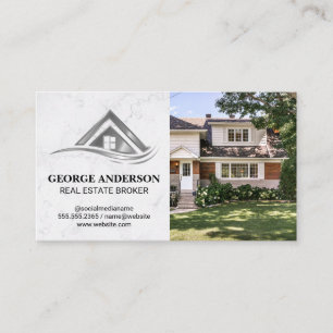 Silver Real Estate Logo Residential Front Yard Business Card