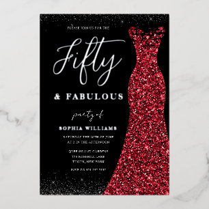 Silver Red Gown Fifty Fabulous 50th Birthday Real