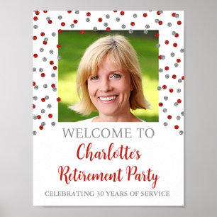 Silver Red Retirement Party 8.5x11 Photo Poster