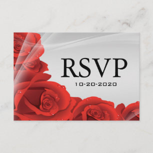 Silver & Red Rose Wedding RSVP Response Cards