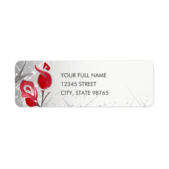 Silver & Red Roses Return Address Labels, Fire Ice Return Address Label