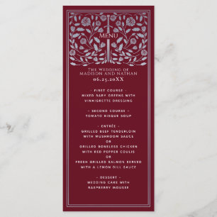 Silver Red Royal Medieval Sword Wedding  Menu