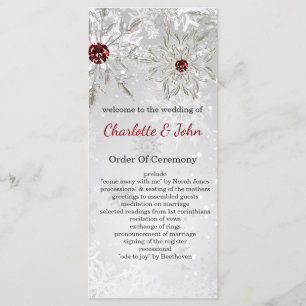 silver red snowflakes winter wedding programs