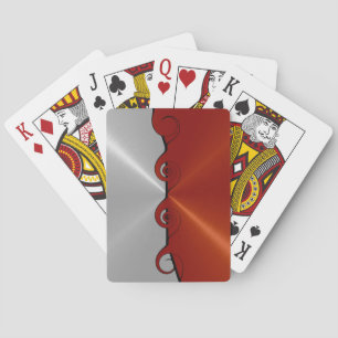 Silver Red Stainless Metallic Cut Out Pattern Playing Cards