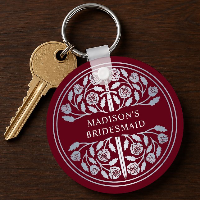 Silver Red Sword Bridesmaid Royal Wedding Gift Keychain (Creator Uploaded)