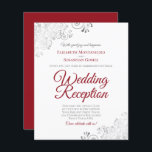 Silver Red & White Wedding Reception BUDGET Invite<br><div class="desc">These affordable, budget friendly wedding reception invitations are the perfect choice for class, style, and beauty on a budget. Designed for guests who are invited to the reception but not the ceremony, they feature a classic white background with ornate silver faux foil lace frills in the corners. The typography includes...</div>