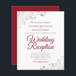 Silver Red & White Wedding Reception BUDGET Invite<br><div class="desc">These affordable, budget friendly wedding reception invitations are the perfect choice for class, style, and beauty on a budget. Designed for guests who are invited to the reception but not the ceremony, they feature a classic white background with ornate silver faux foil lace frills in the corners. The typography includes...</div>