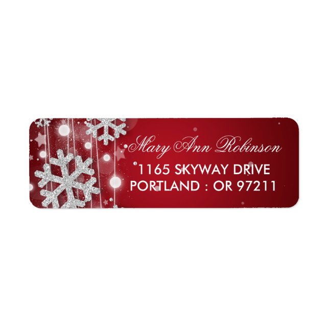 Silver Red Winter Birthday Return Address (Front)