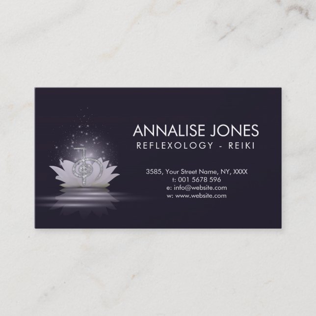 Silver Reiki Healing  Choku Rei Symbol on Lotus Business Card (Front)