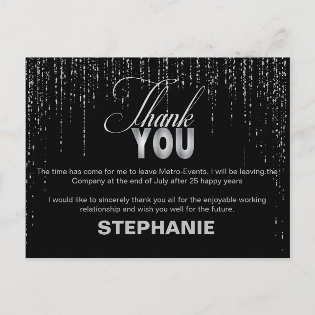 Silver Retirement Thank You Cards (Front)