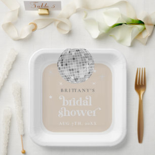 Silver Retro Disco Groovy Bridal Shower Favor Bag Paper Plate