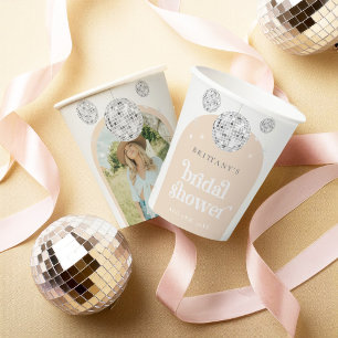 Silver Retro Disco Groovy Bridal Shower  Paper Cups