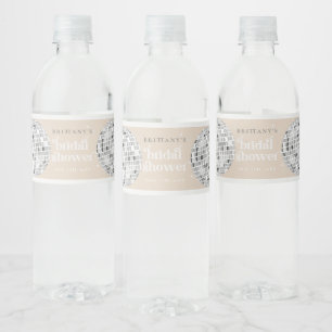Silver Retro Disco Groovy Bridal Shower  Water Bottle Label