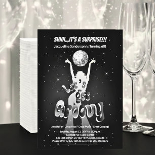Silver Retro Let's Get Groovy 60th Birthday Party Invitation