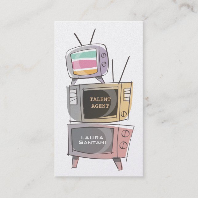 Silver Retro TV's Media Film Actor Business Cards (Front)