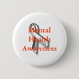 Silver_ribbon, Mental Health Awareness 2 Inch Round Button