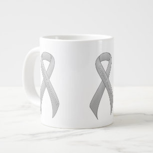 Silver Ribbon Support Awareness Large Coffee Mug