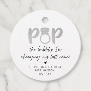 Silver Ring Pop The Bubbly Favour Tag