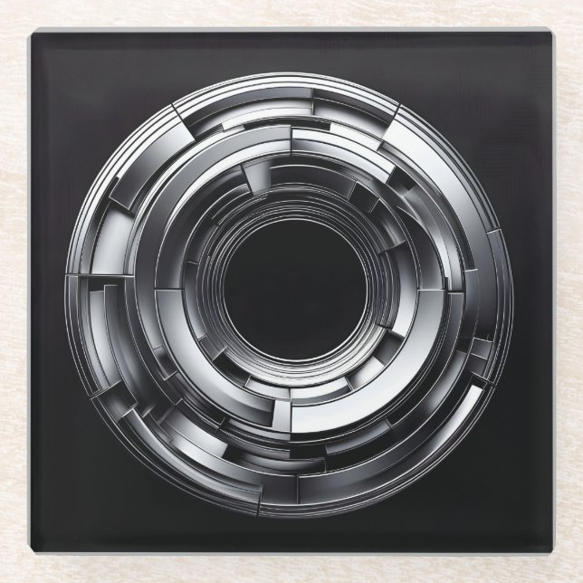 silver rings glass coaster (Front)