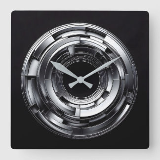 silver rings square wall clock