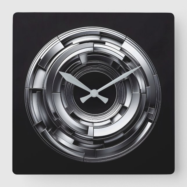 silver rings square wall clock (Front)