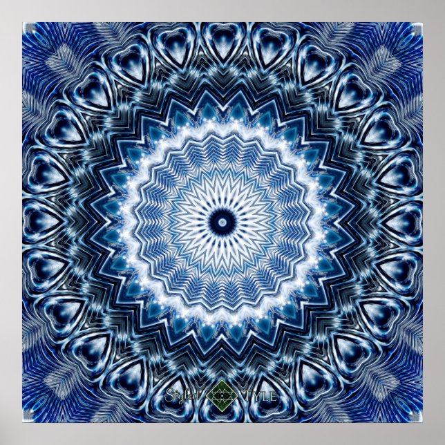 Silver Ripples Mandala 2 Poster (Front)