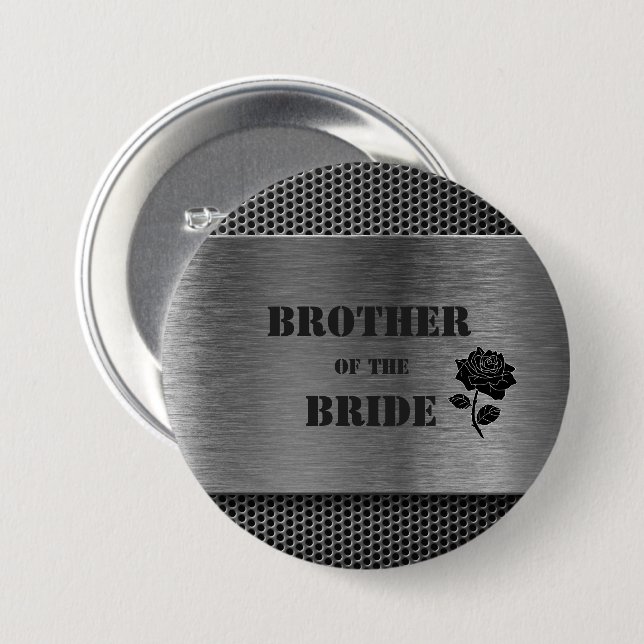 Silver Robo Metal/Brother of the Bride  3 Inch Round Button (Front & Back)