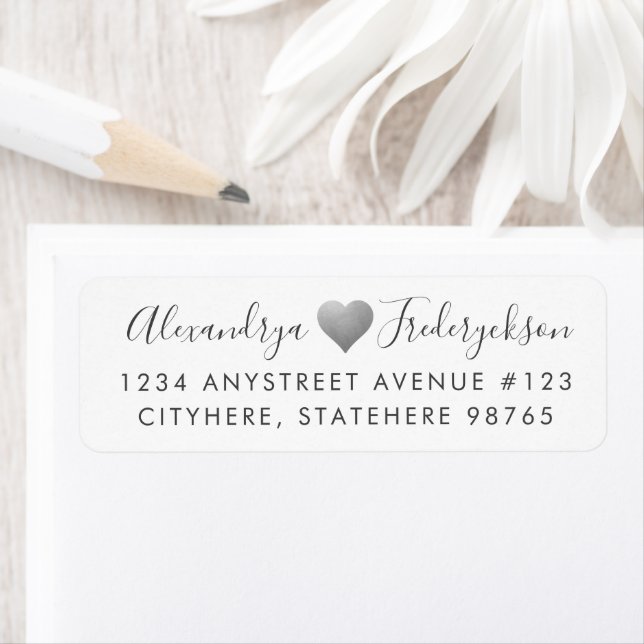 Silver Romantic Heart Adresse de retour (En situation)