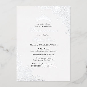 Silver Rose Floral Quinceanera Birthday