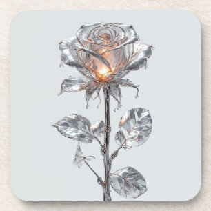 🌹 Silver Rose Glow For Elegant Table Decor 🌹 Coaster