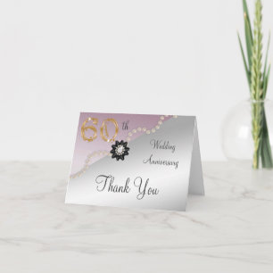 Silver Rose Gold 60th Anniversary Thank You Card