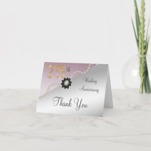 Silver Rose Gold 75th Anniversary Thank You Card