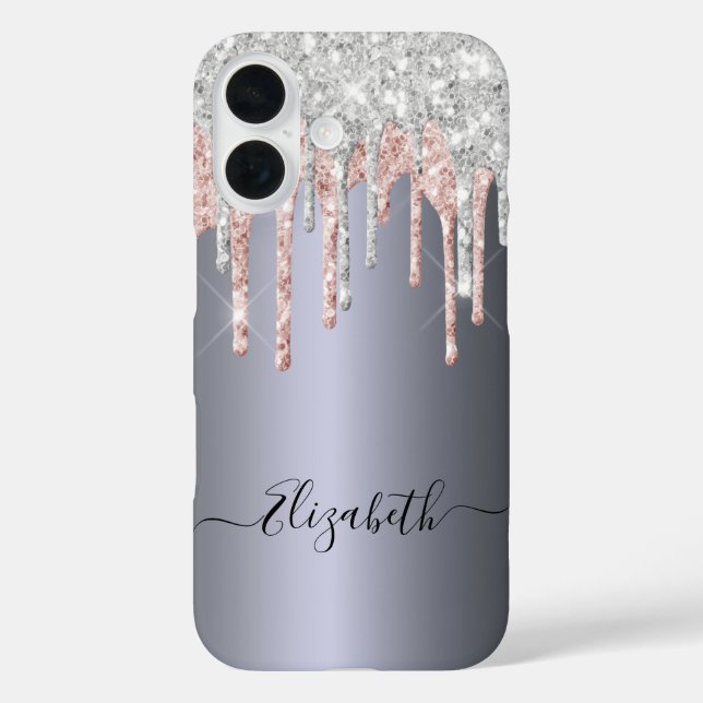 Silver rose gold drips name Case-Mate iPhone case (Back)