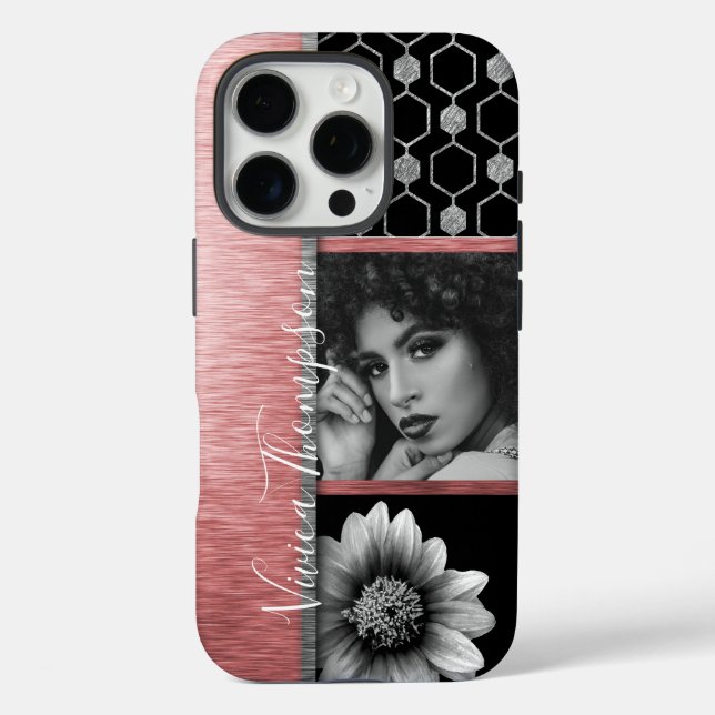 Silver & Rose Gold Photo Collage - Customize It Case-Mate iPhone Case (Back)