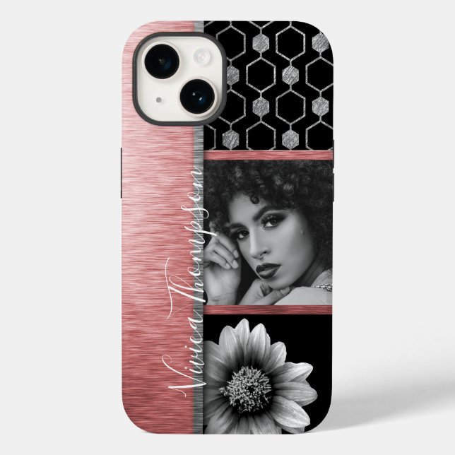 Silver & Rose Gold Photo Collage - Customize It Case-Mate iPhone Case (Back)