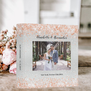 Silver rose gold photo glitter wedding album binder